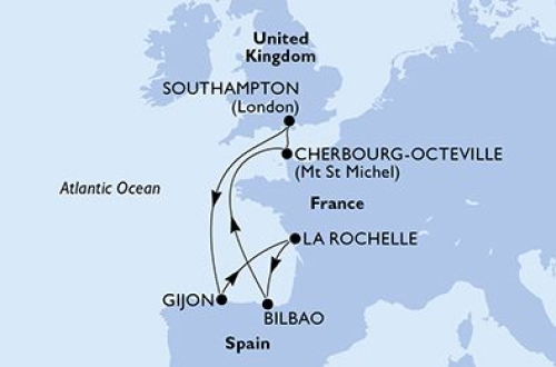 Southampton - Gijon - La Rochelle - Bilbao - Cherbourg - Southampton