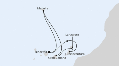 Santa Cruz De Tenerife - Puerto del Rosario - Arrecife/Lanzarote - Las Palmas/Gran Canaria - Madeira (Funchal) - Santa Cruz De Tenerife