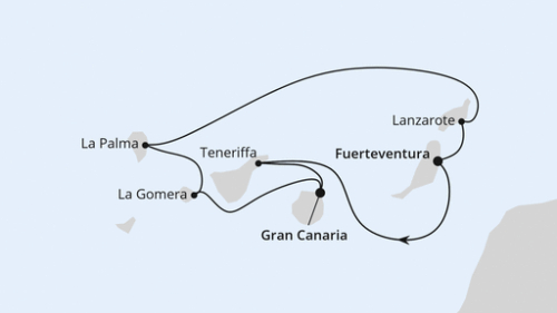 Puerto del Rosario - Santa Cruz De Tenerife - Las Palmas/Gran Canaria - San Sebastian - Santa Cruz/La Palma - Arrecife/Lanzarote - Puerto del Rosario - Puerto del Rosario - Santa Cruz De Tenerife - Las Palmas/Gran Canaria