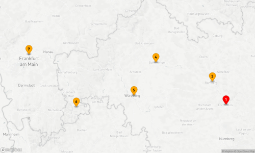 7 Nächte - Kurs Main Erlebnis Forchheim - Frankfurt Forchheim (2 Tage) - Bamberg - Schweinfurt - Würzburg - Miltenberg - Frankfurt am Main (2 Tage)