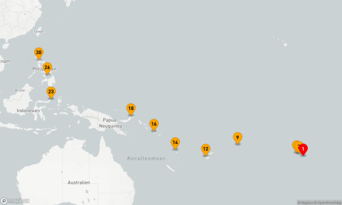 29 Nächte - Pazifik intensiv zwischen Tahiti und den Philippinen Tahiti (2 Tage) - Huahine-Iti - Bora Bora - Apia - Lautoka - Luganville - Honiara - Rabaul - Bitung - Tagbilaran (2 Tage) - Manila