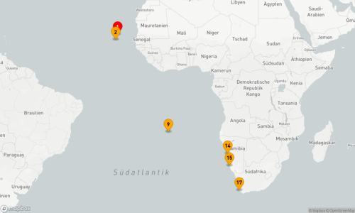 Palmeira - Sal - Santiago - St. Helena (2 Tage) - Walfischbucht - Lüderitz - Kapstadt