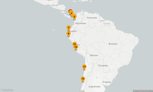 Colon - Panama City - Perleninseln - Utria National Park - Isla de la Plata - Paita (3 Tage) - Callao (2 Tage) - Paracas - Isla Pan de Azucar - Valparaiso