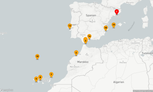 19 Nächte - Mediterrane Impressionen und Atlantische Entdeckungen Barcelona - Gibraltar - Casablanca (2 Tage) - Arrecife/Lanzarote - Santa Cruz De Tenerife - San Sebastian - Madeira (Funchal) (2 Tage) - Lissabon (2 Tage) - Gibraltar - Malaga - Alicante - Ibiza - Barcelona