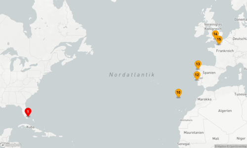 Miami - Madeira (Funchal) - Lissabon - Vigo - Paris/Le Havre - Southampton