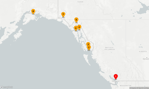 Vancouver - Inside Passage - Ketchikan - Juneau - Skagway - Icy Strait Point - Hubbard-Gletscher - Whittier
