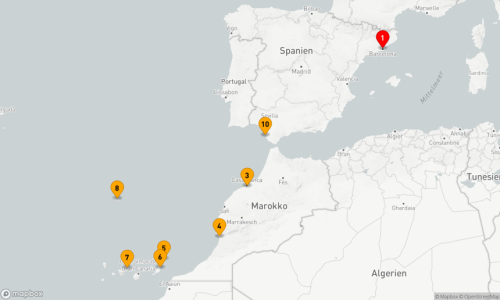 11 Nächte - Perlen des Atlantiks: Majestätische Küsten und Inseln entdecken Barcelona - Casablanca - Agadir - Arrecife/Lanzarote - Puerto del Rosario - Santa Cruz De Tenerife - Madeira (Funchal) - Sevilla/Cadiz - Barcelona