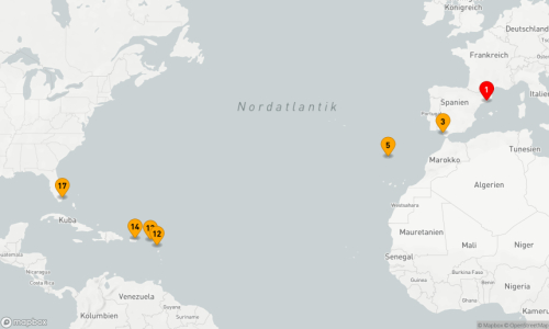 16 Nächte - Von Gaudí zu den Stränden der Karibik Barcelona - Sevilla/Cadiz - Madeira (Funchal) - St.Johns - Road Bay - San Juan - Miami