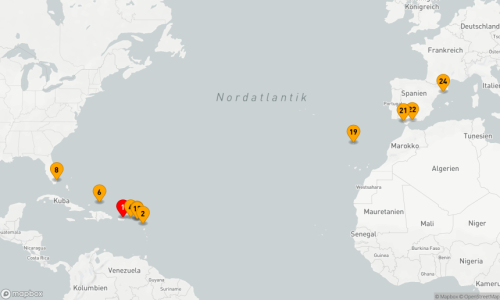 23 Nächte - Kulturelle Entdeckungsreise über den Atlantik nach Europa San Juan - St.Johns - Road Bay - Spanish Town - Grand Turk Island - Miami - San Juan - Philipsburg - Madeira (Funchal) - Sevilla/Cadiz - Malaga - Barcelona