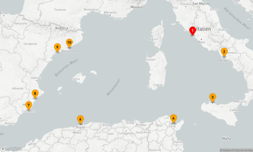 9 Nächte - Mediterrane Entdeckungsreise Civitavecchia (Rom) - Neapel - Sizilien/Palermo - La Goulette - Algiers - Cartagena - Alicante - Tarragona - Barcelona
