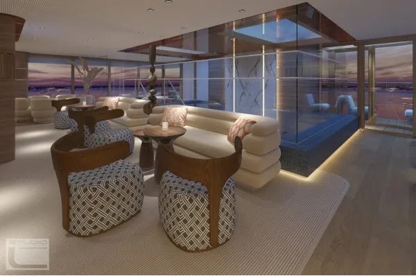 Der Indoor Pool der AMADEUS Amara, die ab 2025 auf den Flüssen Europas unterwegs ist.