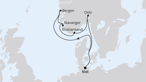 Südnorwegen ab Kiel Kiel - Bergen - Stavanger - Kristiansand - Oslo - Kiel