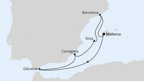 Palma - Palma - Gibraltar - Cartagena - Ibiza - Barcelona - Palma