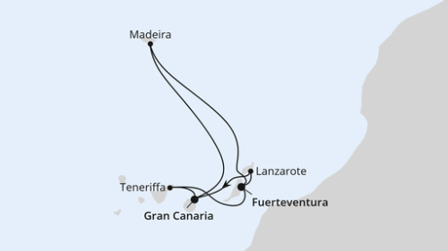 Puerto del Rosario - Arrecife/Lanzarote - Las Palmas/Gran Canaria - Madeira (Funchal) (2 Tage) - Puerto del Rosario (2 Tage) - Santa Cruz De Tenerife - Las Palmas/Gran Canaria