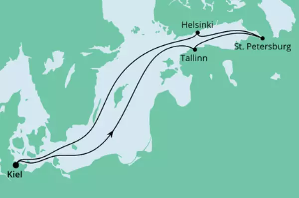 AIDA VARIO Sommer: Ostsee ab Kiel mit AIDAnova Route: Kiel - Seetag - Tallinn - St. Petersburg - St. Petersburg - Helsinki - Seetag - Kiel