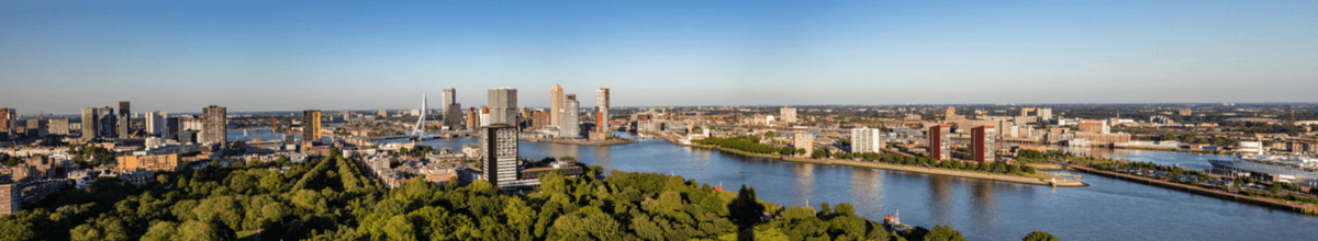 Luftbild von Rotterdam und der Maas.