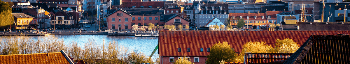 Aussicht auf das Zentrum von Aalborg und das Wasser von Nørre Sundby