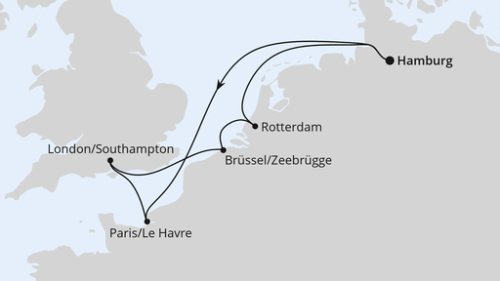 Metropolen ab Hamburg Hamburg - Paris/Le Havre - Southampton - Zeebrügge - Rotterdam - Hamburg