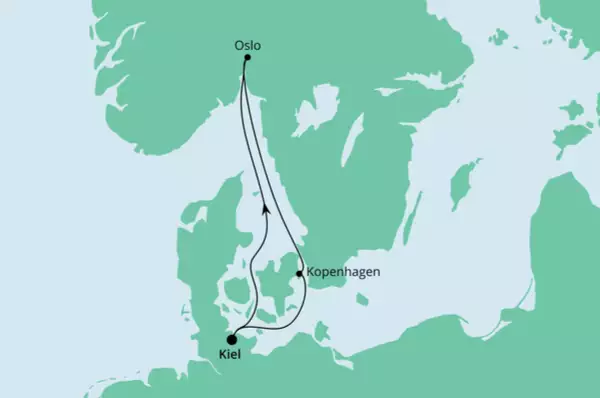 Kurzreise nach Norwegen & Dänemark mit AIDAluna Route: Kiel - Oslo - Oslo - Kopenhagen - Kiel