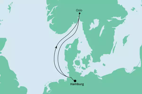 Kurzreise nach Oslo mit AIDAperla Route: Hamburg - Seetag - Oslo - Seetag - Hamburg