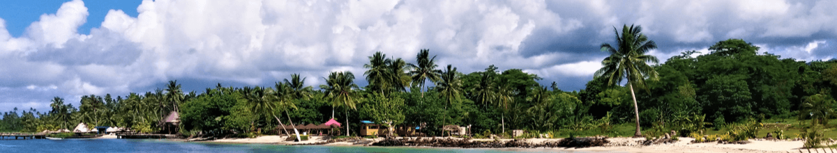 Palmenbestandener Strand bei Apia auf der Insel Upolu, Samoa.
