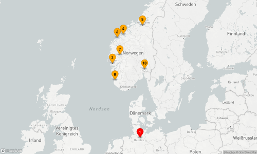 11 Nächte - Nordische Entdeckungsreise ab Hamburg Hamburg - Bergen - Molde - Trondheim - Ålesund - Vik - Stavanger - Oslo