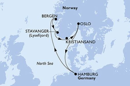 7 Nächte Nordeuropa ab/bis Hamburg Hamburg - Stavanger - Maloy - Nordfjordeid - Bergen - Hamburg