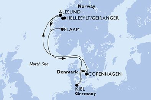 7 Nächte Nordeuropa ab/bis Kiel Kiel - Kopenhagen - Hellesylt - Alesund - Flåm - Kiel