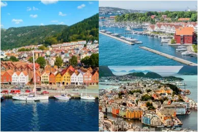 CATCH OF THE WEEK: Nordeuropa mit MSC Preziosa dreiteiliges Bild: links Bergen, oben rechts Stavanger, unten rechts Alesund.