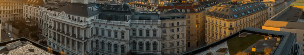 Blick über die Dächer Wiens. Bei einer Flusskreuzfahrt ankern Sie direkt an der österreichischen Hauptstadt.