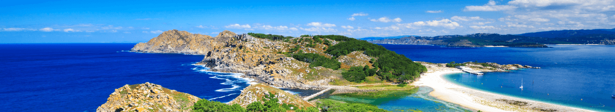 Landschaftspanorama der Illas Cíes in Vigo, Spanien