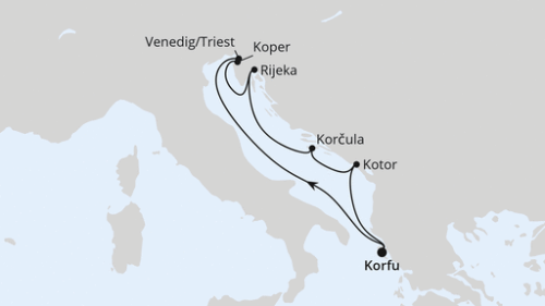 Adria ab Korfu 2 Korfu - Triest - Koper - Rijeka - Korkula - Kotor - Korfu