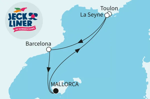 4 Nächte - Jeckliner im Sunnesching - ab/bis Palma Palma de Mallorca - Toulon - Barcelona - Palma de Mallorca