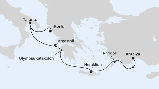 Route Griechenland & Italien ab Antalya