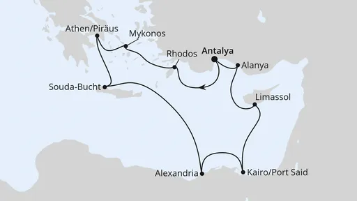Route Östliches Mittelmeer mit Ägypten 2
