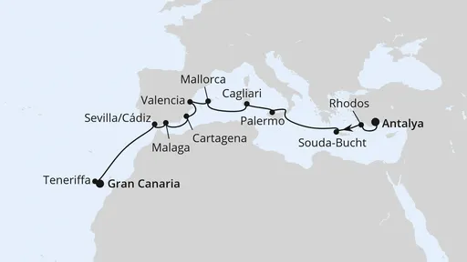 Route Mittelmeer & Kanaren ab Antalya