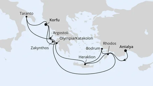 Route Griechenland & Mittelmeerinseln ab Antalya