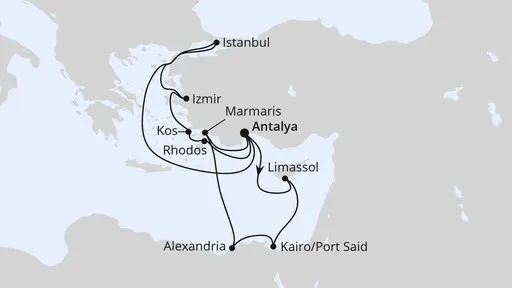 Route Östliches Mittelmeer mit Ägypten & Istanbul