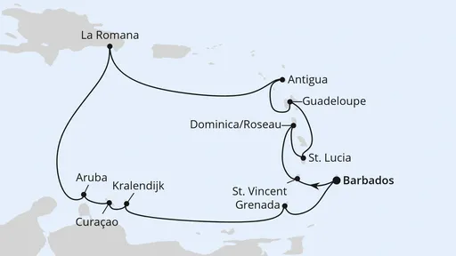 Route Karibische Inseln ab Barbados