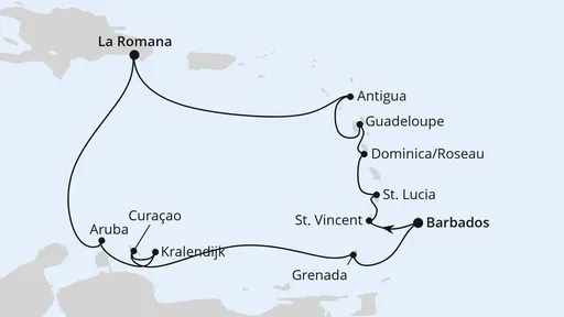 Route Karibische-Insel-Rundreise ab Barbados
