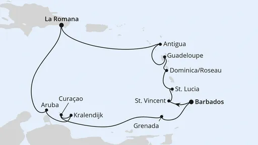 Route Karibische-Insel-Rundreise ab Barbados