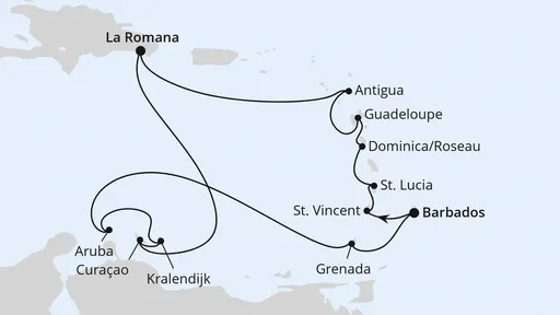 Route Karibische-Insel-Rundreise ab Barbados