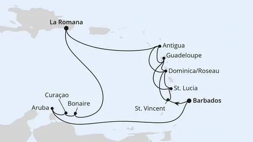 Route Karibische-Insel-Rundreise ab Barbados
