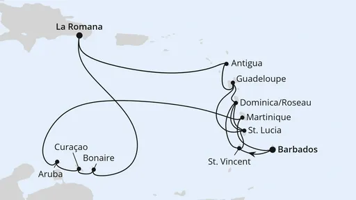 Route Karibische-Insel-Rundreise ab Barbados