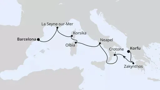 Route Griechenland, Italien & Spanien ab Korfu 1