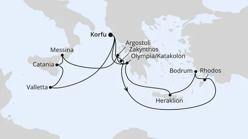 Route Griechenland & Mittelmeerinseln ab Korfu 2