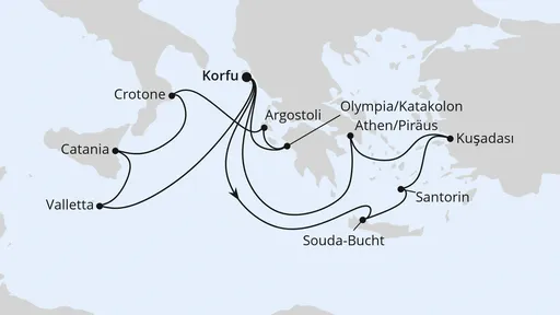 Route Griechenland & Mittelmeerinseln ab Korfu 1