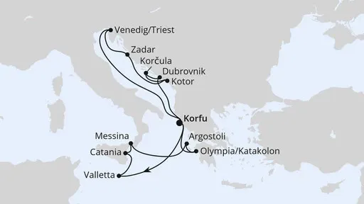 Route Adria & Mittelmeerinseln ab Korfu