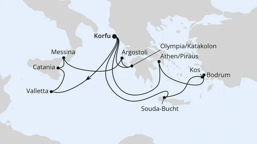Route Griechenland & Mittelmeerinseln ab Korfu 1