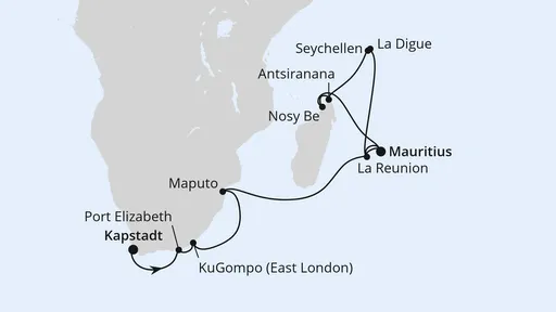 Route Südafrika, Seychellen, Mauritius & Madagaskar 1